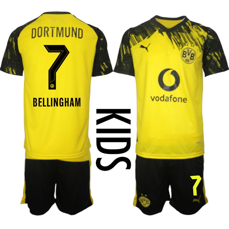 Youth 2025-2026 Club Borussia Dortmund home Yellow #7 Soccer Jersey